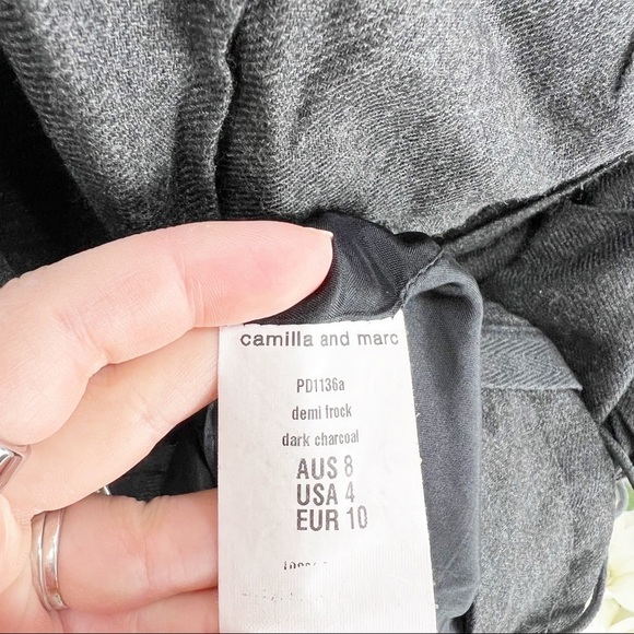 Camilla and Marc Gray One Shoulder Dress Cocktail Mini Lace Up Back US 4 - Picture 5 of 5